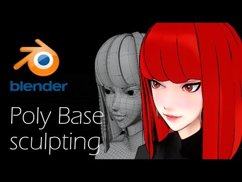 Blender poly base 2D style 3D face modeling