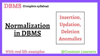 Download the video "19. Normalization| Insertion, Updation and Deletion Anomaly | DBMS complete syllabus playlist"