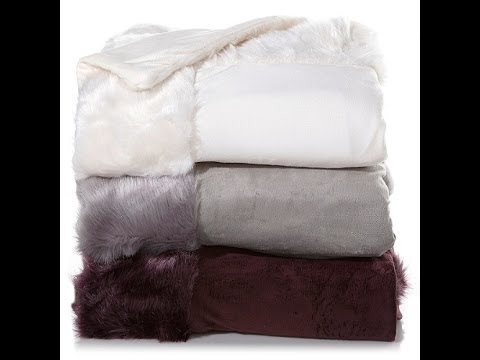 A by Adrienne Landau Faux Mink Fur Border Throw