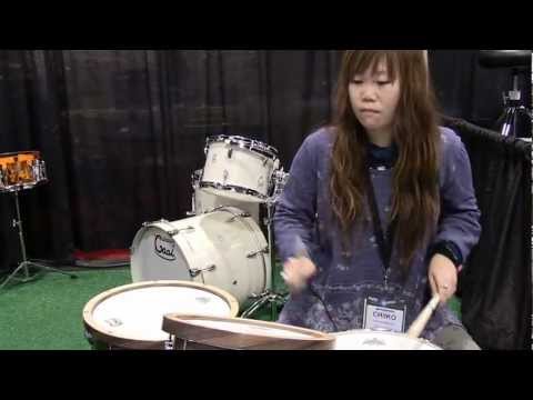 Chiiko【D_Drive】's Demonstration＠Gaai Drums NAMM2013 ~18" Charcoal Walnut Spiral Jazz Kit~