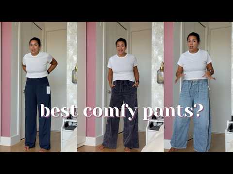Comfy Work From Home Pants Try-On | Tall-Friendly, Elastic Waist, Real Pants