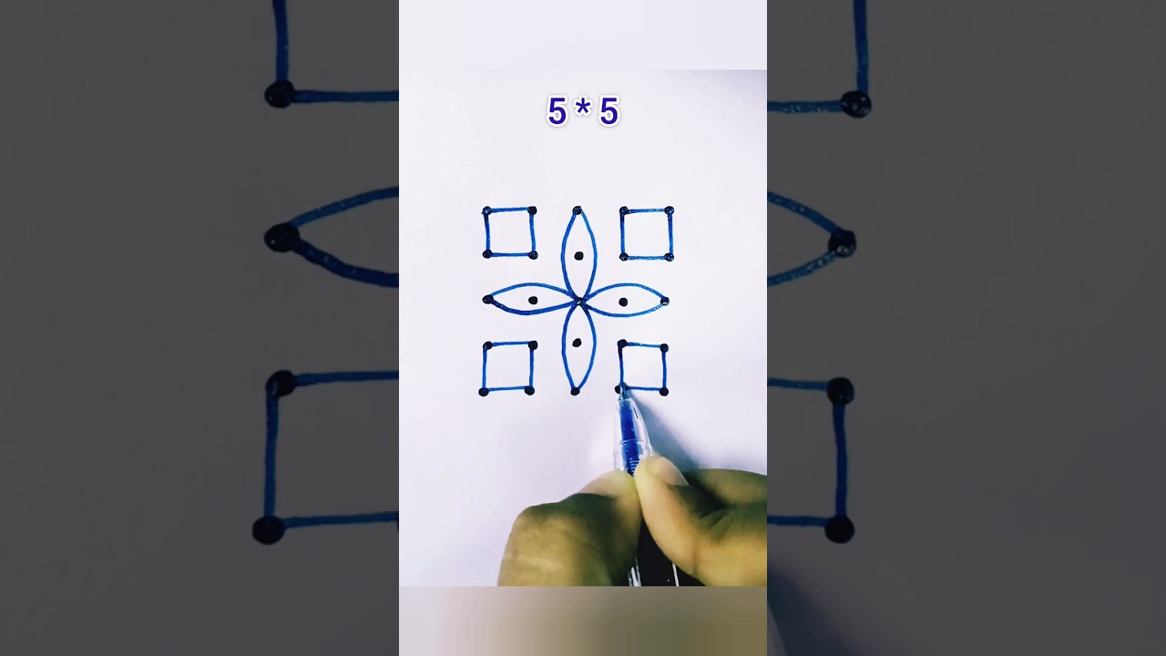 Daily Rangoli Design | 5*5 Pulli Kolam #rangoli #shortsfeed #trending #kolam