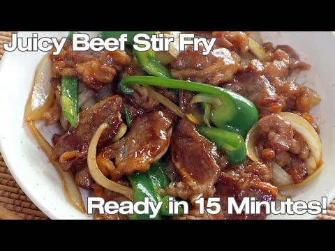 Tender Beef Stir Fry with Onions & Peppers in Oyster Sauce | Easy Recipe
