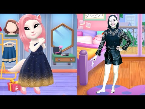 Angela Real Life | Beautiful girl Imitate Angela 2 - Talking angela