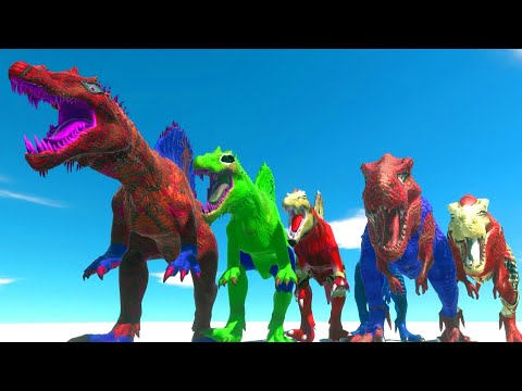 Avengers Spinosaurus Climb the moss mountain of death. - Animal Revolt Battle Simulator