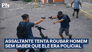Policial abre fogo contra assaltante ao chegar em casa