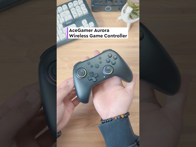 Vídeo relacionado con AceGamer Aurora 2.4G Mando inalámbrico para PC Windows/Switch 2/Switch/Steam/iOS/Android, Mando para PC con joystick de efecto Hall, Botón trasero programable, Actuador resonante lineal, Turbo, Negro