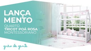 Quarto de Bebê Montessoriano Tricot Poá Rosa - Grão de Gente