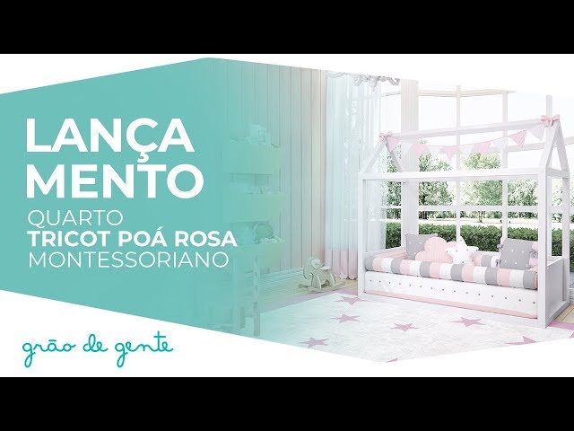 Quarto de Bebê Montessoriano Tricot Poá Rosa - Grão de Gente