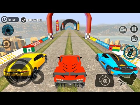 Impossible Car Tracks 3D: Red Sport Car Driving Stunt Simulator Multiplayer Mode Android Gameplay