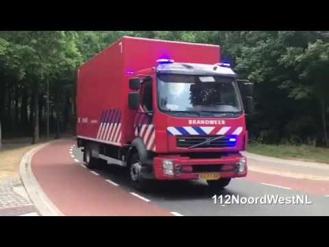 Logistiek Peloton Brandweer Utrecht en Noord Holland Noord met Spoed naar een Duinbrand in Heemskerk