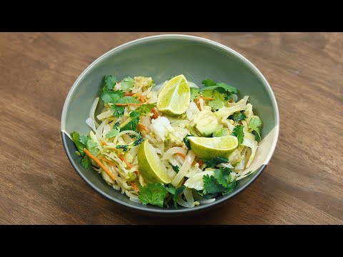 Miracle Noodle stir fry with shrimp & avocado