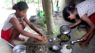santhali tribe girl village cooking in traditional