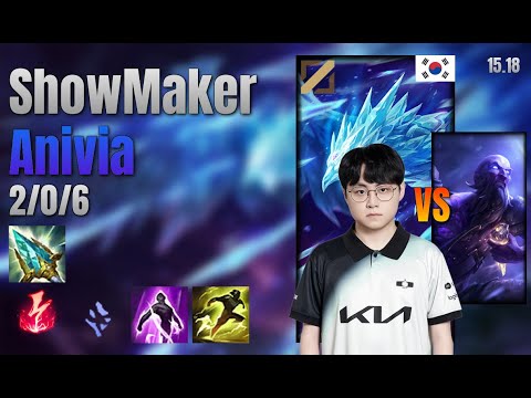 ShowMaker Mid Anivia vs Ryze lol KR solo rank Full Game 15.18 | 쇼메이커 애니비아 vs 라이즈