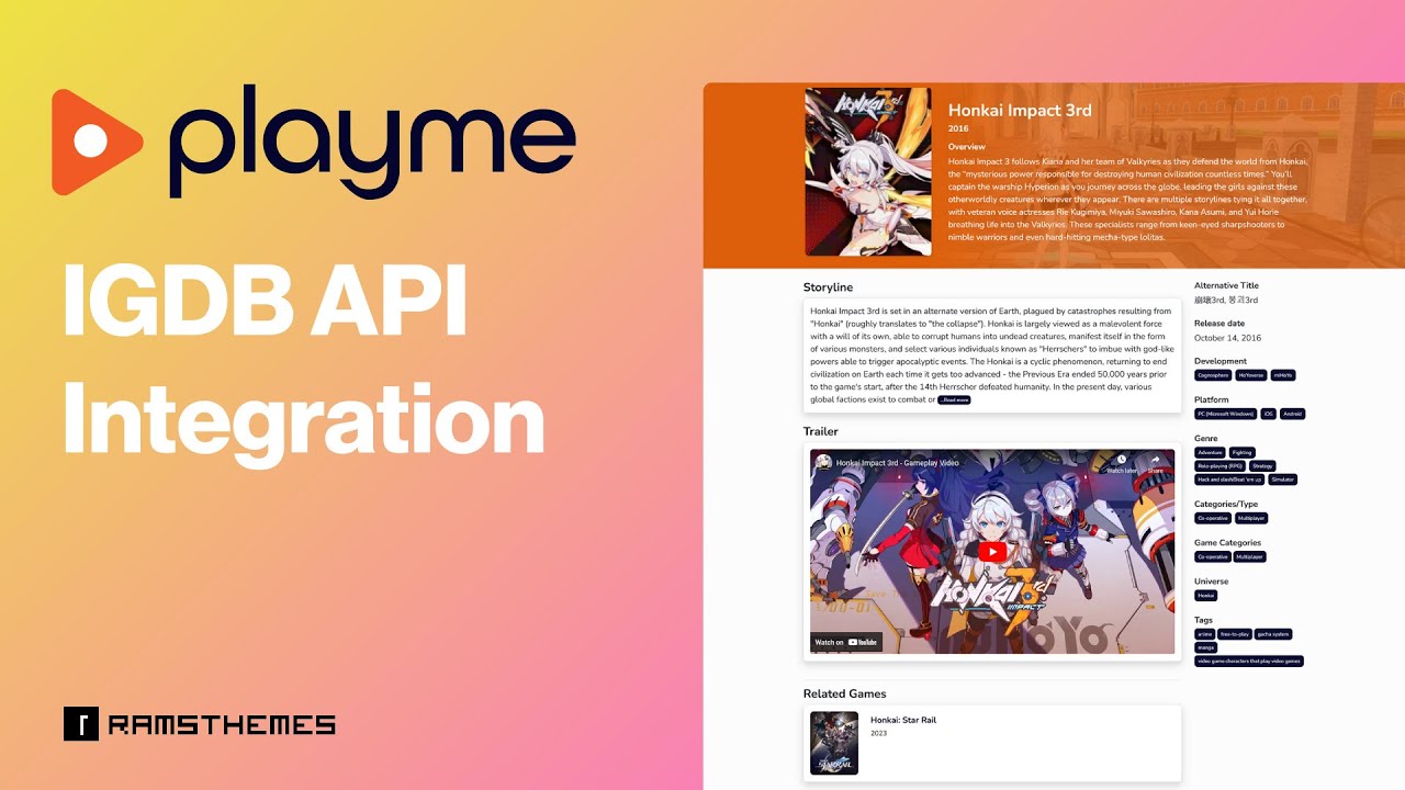 USING IGDB API on PLAYME WordPress Theme