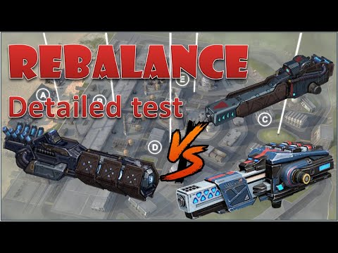 Before & after RE-BALANCE in details for unlimited ammo weapons Quarker Atomizer Nucleon war robots