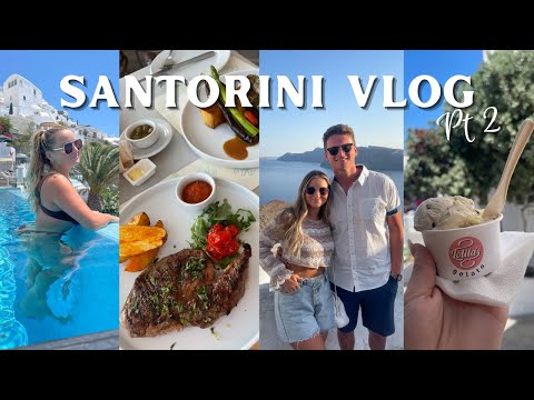 SANTORINI VLOG PT 2: Traveling Greece for Two Weeks + Sunset Dinner in Oia +  Greece Honeymoon