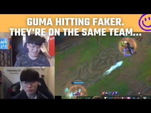 Gumayusi hitting Faker even though they're on the same team | T1 Stream Moments