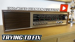 Trying to RESTORE a Dirty HUGE Vintage West German 1960s GRUNDIG Bookshelf RADIO