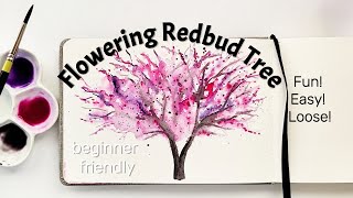 How to Paint a Loose Flowering Watercolor Tree | Redbud