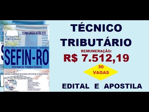 Edital Apostila Concurso SEFIN RO 2017 Cargo Técnico Tributário