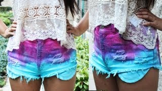 DIY Bright Pink Blue Gradient Shorts under $10