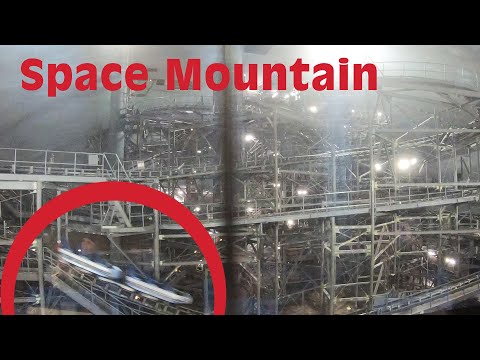 Ghost Car! Running Space Mountain with lights on from People Mover at Magic Kingdom - 2 cameras