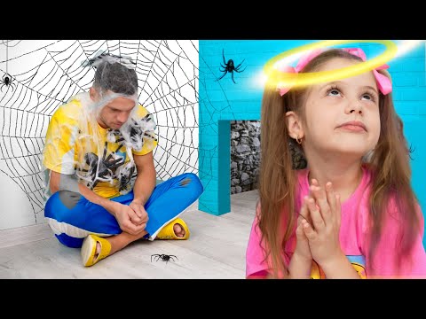 Eva and Dad play with Balloons and Escape the Maze