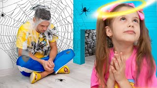 Eva and Dad play with Balloons and Escape the Maze 