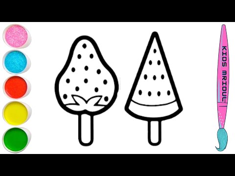 How to draw cute and easy Ice cream || Easy drawing, Painting and Coloring for Kids & Toddlers