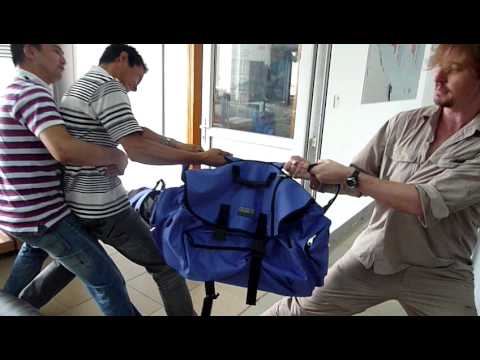 Strength test - prototype - Backpack Bed by Swags for Homeless 2 men VS founder designer Tony Clark