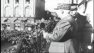 French Marshal Philippe Petain addresses a crowd from the balcony of a building i...HD Stock Footage French Marshal Philippe Petain addresses a crowd from the balcony of a building i...HD Stock Footage