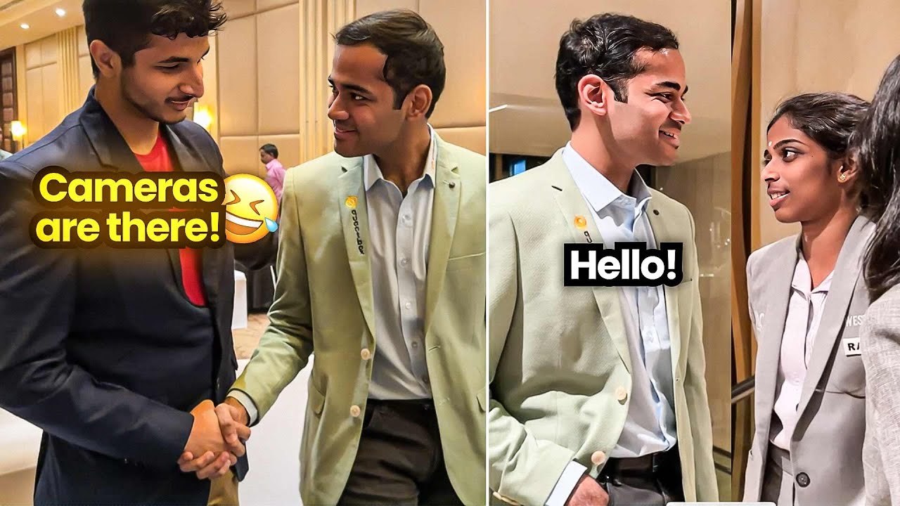 Arjun Erigaisi meets Vidit & Vaishali after Crossing 2800! | Chennai Grandmasters 2024