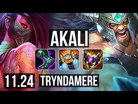 AKALI vs TRYNDAMERE (TOP) | 9 solo kills, 1.2M mastery, Godlike, 15/5/10 | EUW Master | 11.24
