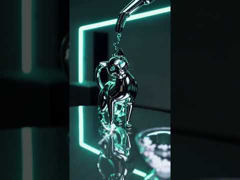 When the future meows... in chrome. 🐱✨ #CyberCat Cat bath#cat#adorablecats#animalcartoons #catlove