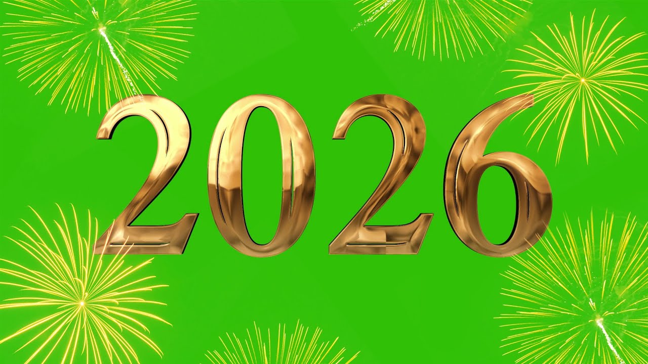 Happy New Year 2026 ✨ Golden Text Animation Green Screen Video Premium HD Wishes Effect