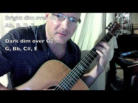 Playing Jazz Changes - Dim7 Arpeggio Part1 -Tab, lesson, improv