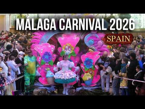 Málaga Carnival Grand Parade 2026 - Walking Tour Costa del Sol Spain in 4K