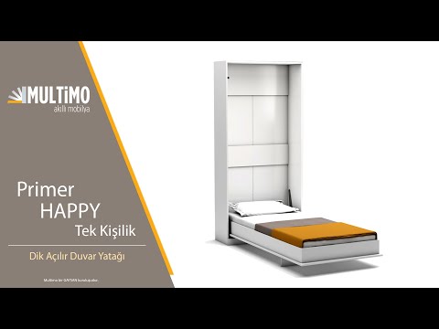 Letto singolo a scomparsa Happy bianco