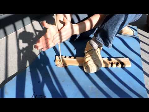 Hand drill fire coal (Cattail and Cedar)