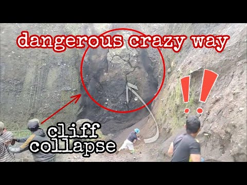 massive sand cliff collapse‼️the most dangerous job in sand mining