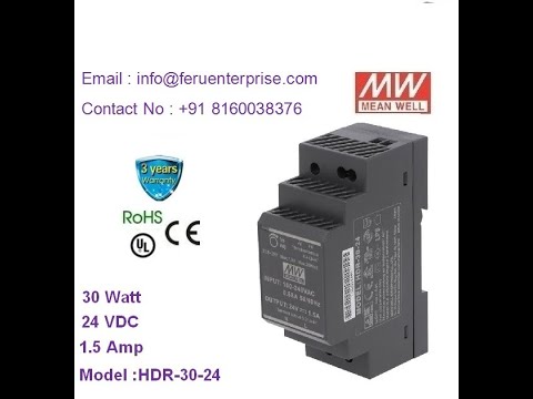 Hdr-30-24 meanwell smps power supply, output current: 1.5 am...