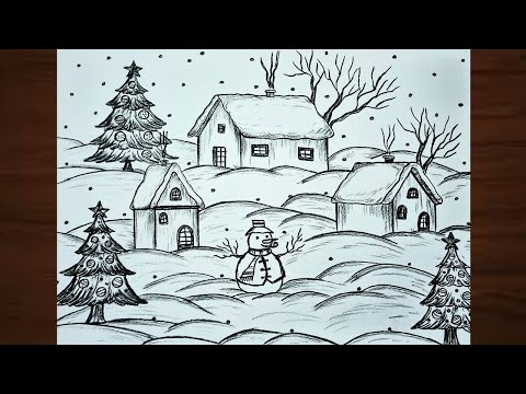 Step by Step Christmas Holiday Drawing Art Tutorial in Real Time | Merry Christmas Drawing Tutorial