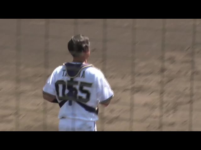 【みやざきPL】バファローズ・田島光祐 ネット際へのファウルフライを華麗にキャッチ!! 2025年10月6日 オリックス・バファローズ 対 読売ジャイアンツ