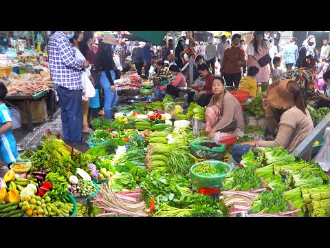 Amazing food market scenes, world fresh food supplies daily, Cambodian food supplies