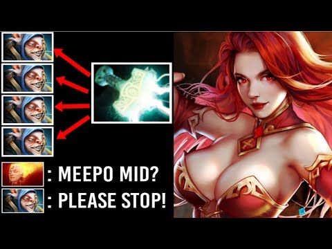 NEW STYLE Electric Gun Lina vs Meepo Mid Crazy AOE Burn Damage MAX Attack Speed by Dust 7.22 Dota 2