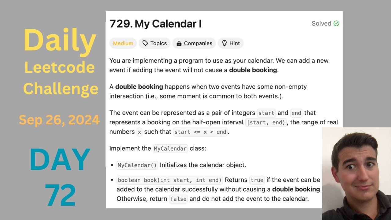 Daily LeetCode Challenge (Day 72): My Calendar I