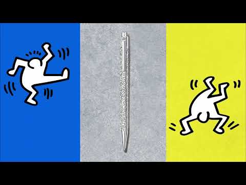 Στυλό Caran D'Ache 849 Keith Haring Medium Λευκό σε Μεταλλικό Κουτί Δώρου Ballpen