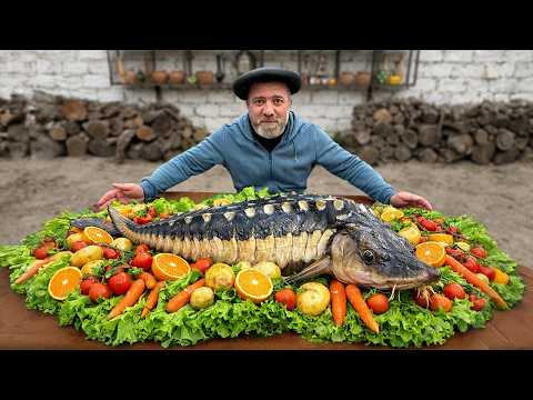 The Most Tender Sturgeon Recipe! Village Feast Cooking