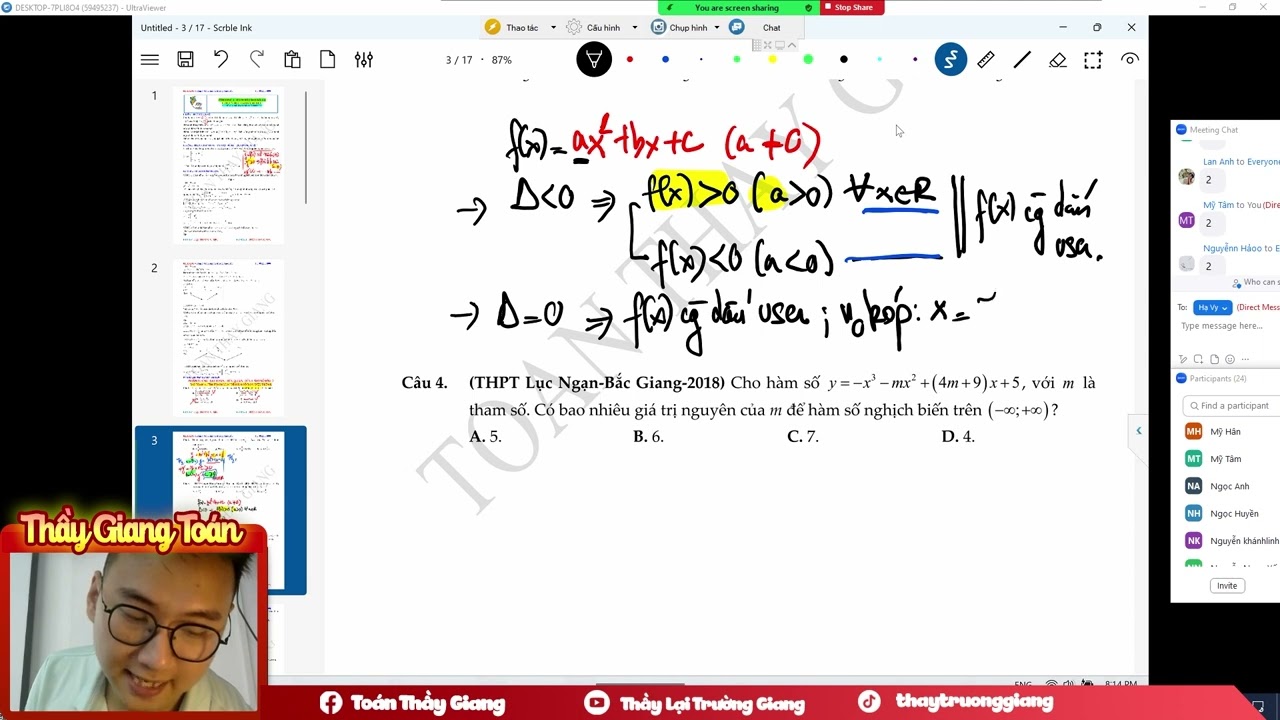 TÍNH ĐƠN ĐIỆU CỦA HÀM SỐ BUỔI 2: TÌM M ĐỂ HÀM SỐ ĐƠN ĐIỆU TRÊN R, 1 KHOẢNG CÓ ĐỘ DÀI